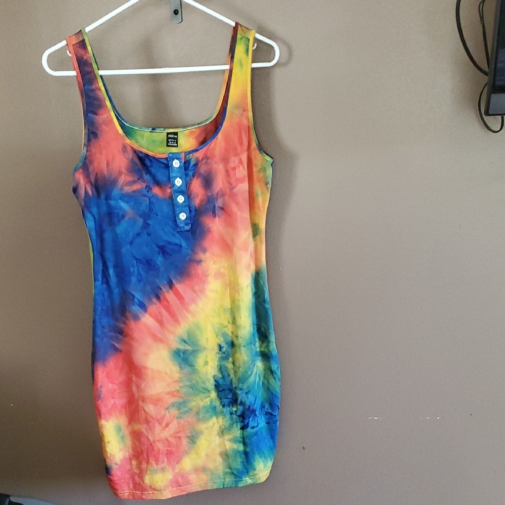 Colorful Tie-Dye Tank Dress